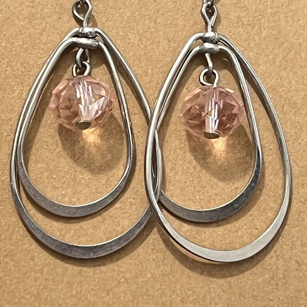 Pink Morganite‎ Multi-loop Drop Dangle Metal Earrings
